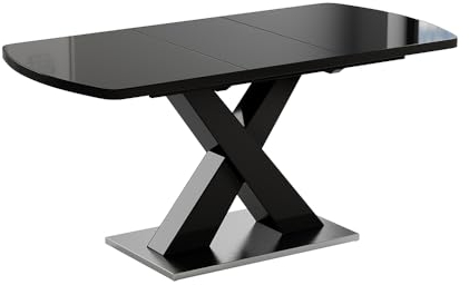Vicco Esstisch Chinto, ausziehbarer Esszimmertisch, Schwarz, 120 x 80 cm ausziehbar