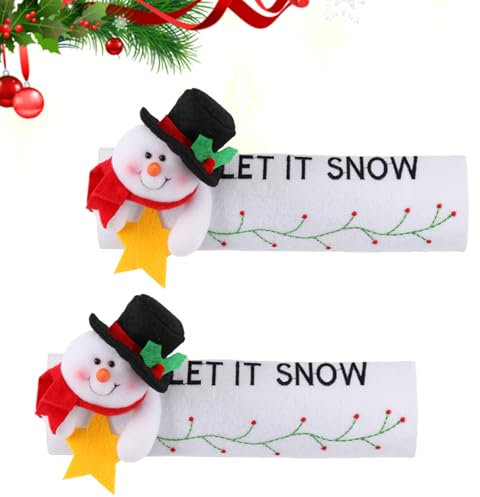 Vordpe 2 PCS Christmas Refrigerator Handle Covers, Kitchen Appliance Handle Covers, Christmas Indoor Decorations for Fridge Oven Microwave Dishwasher Door Protector (Snowman)
