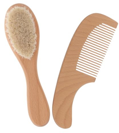 VICASKY Babybürste Mit Haarkamm Und Badebürste Aus Holz Für Neugeborene Weiche Borsten Für Kopfreinigung Und Pflegebürste Zum Duschen