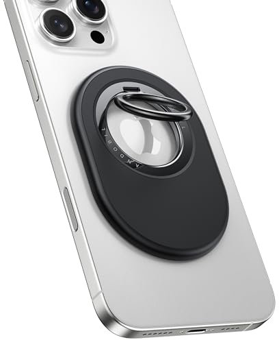 andobil Magnetischer Handy-Griff für MagSafe [stärkste Magnetkraft] Magnetischer Handy-Ringhalter, kompatibel mit MagSafe-Zubehör, iPhone 16 Plus, 15, 14, 13 Pro Max, Mini, oval, Schwarz