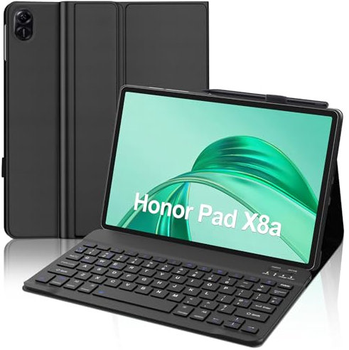 JADEMALL Keyboard Case for Honor Pad X8a, Wireless Magnetic Detachable Bluetooth Keyboard(QWERTY Layout), Premium PU Leather Cover for Honor Pad X8a 11-inch 2024 Tablet, Black