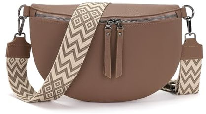 Vezluax 30x20cm umhängetasche Damen Bauchtasche Damen Groß Vegan Leder Crossbody Bag stylisch Muttertags geschenke für frauen mit breitem Gurt Pekannuss