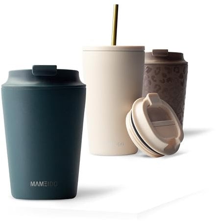 MAMEIDO Thermobecher 350ml, dichter Kaffeebecher to go aus Edelstahl doppelwandig isoliert, auslaufsicher, Coffee to go Becher warmhaltend (Ocean Bloom, 0,35l)