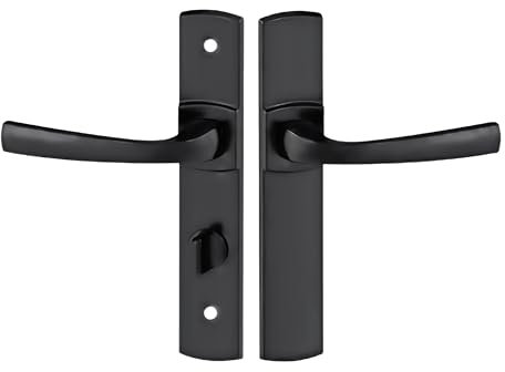 Vachette Set de Poignée de Porte sur Plaque MUZE - Version à Condamnation Portes WC/SDB, Entraxe 195 mm - Système de Pose Facile - Matériau Zamak Résistant - Finition Onyx Noir - Garantie 10 Ans