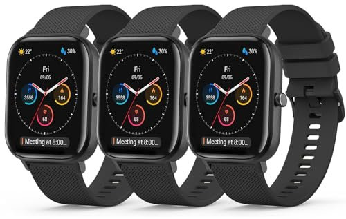 Amzpas 3 Stück Armband für Amazfit GTS 2 Mini/Amazfit GTS 4 Mini Armband,20mm Silikon Ersatzarmbänder Uhrenarmband für Amazfit GTS 2/GTS 3/GTS 4/GTS 2e/GTS(Schwarz/Schwarz/Schwarz)