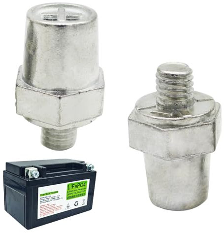 Battery side connection posts - positive/negative auxiliary adapters | lead alloy car battery connections | secure charging terminal extenders