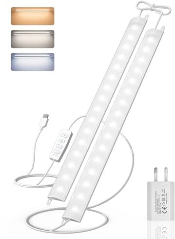 Goodea Ultra Dünne Unterbauleuchte Küche LED Dimmbar, 2x30cm 400lm Lichtleiste mit Schalter, 3 Farbtemperatur LED Leiste Schrankleuchten für Küche, Keller, Abstellräume