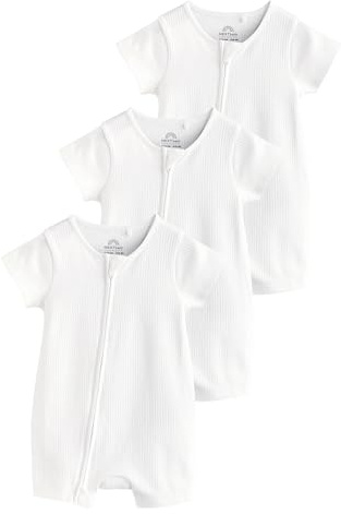 NEXT Baby Mädchen 3er-Pack Strampler mit 2-Wege-Reißverschluss Weiß numeric_86-numeric_92