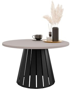 Mirjan24 Couchtisch Creyza, Runde Form, Gestell aus Stahl, Kaffeetisch, Wohnzimmertische, Beistelltisch, Sofatisch, Teetisch (Schwarz/Cashmere)