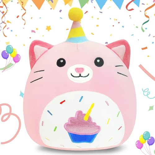 AMFUN Happy Birthday Plüschtier, Kuchen Einhorn Kuscheltier, Cartoon Plüschkissen, Plüschtier Geburtstagsgeschenk