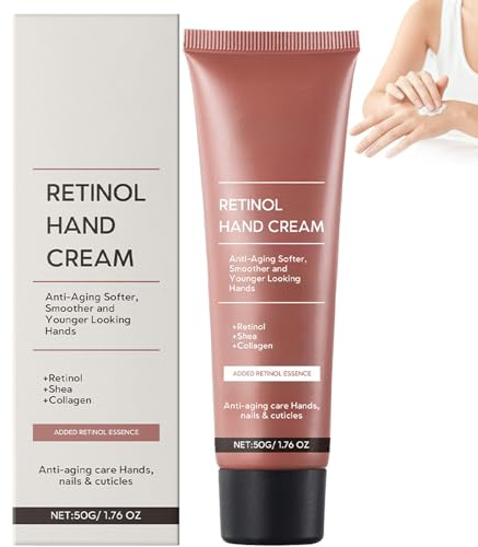 Retinol Anti-Aging Handcreme für trockene, rissige Hände, Kollagen straffende Lotion für alternde Hände, Feuchtigkeitslotion für sehr trockene Händes, Retinol Creme für Nägel & Nagelhaut (1PCS)