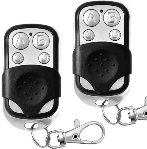 Lethra 2PCS 433MHz Gate Fob Remote, Automatic Garage Door Remote Control Fob with 4 Buttons, Wireless Garage Door Opener Cloning Fob for Car Garage Door Gate with Key Cover Slide