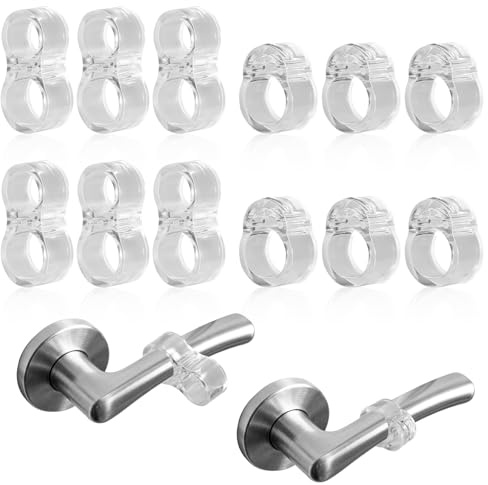 12pcs Door Knob Stopper Wall Protectors, PVC Sturdy Door Handle Doorknob Stop 6 Loop Shape & 6 Figure-8 Cover Adhesive-Free Shock-Absorbing Bumpers Guards for Windows Fridge Cabinet
