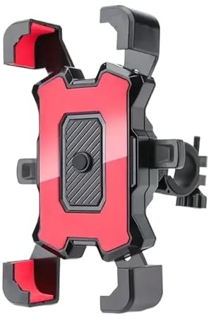 YEDWEW Motorrad Handyhalter Fahrrad Elektrische Motorrad Zubehör Integrierte Navigation Outdoor Handy Stoßfest Ständer Lenker Telefon Halter(Red)