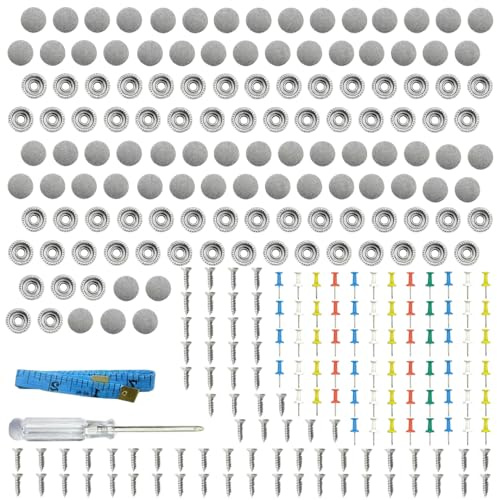 65 Stück Dachhimmel Reparatur Set, Auto-Dach-Reparatur Nieten Knopf, Auto Himmel Befestigung Werkzeug mit Stecknadeln/Schraubendreher/Maßband für LKW, SUV, UV