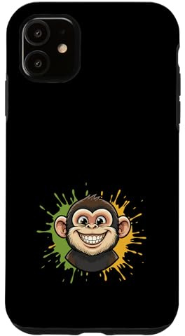 Hülle für iPhone 11 Lustiger Cartoon Jungle Splash mit lachendem Affengesicht