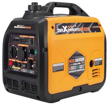 maXpeedingrods 3500W Inverter Generatore di Corrente a GPL/Benzina, Generatore di Corrente a Gas Silenzioso, Generatore Dual Fuel di Alimentazione di Emergenza con Presa 230 V / 16 A; 2 × Porte USB