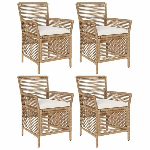 vidaXL Gartenstuhl 4 STK. Beige und Creme Poly-Rattan