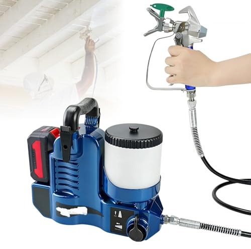 Machine de peinture sans fil Airless, capacité de 1200 ml, design léger, comprend deux batteries de 5,0 Ah, idéale pour les murs, les meubles, les clôtures, et plus encore