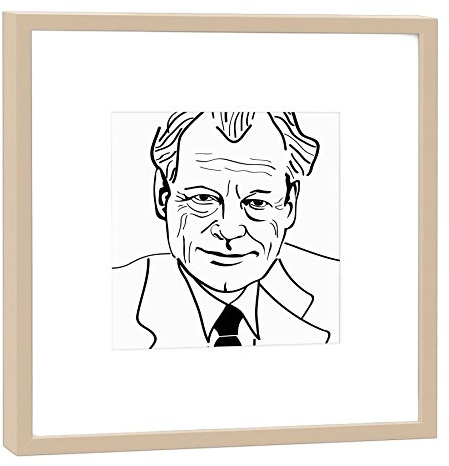 COGNOSCO Grafik mit hellem Rahmen - Wandbild - Politiker - 52x52 cm - Motiv: Willy Brandt