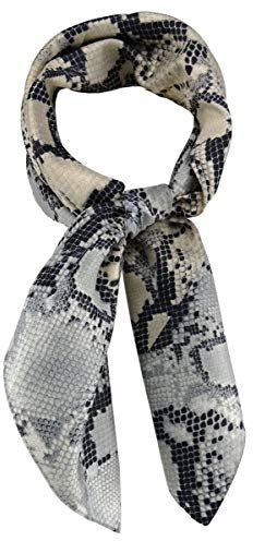TigerTie Damen Nickituch Halstuch in grau silber schwarz beige Schlangenmuster - Größe 60 x 60 cm