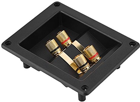 Speaker Terminal, 2 Mounting Holes, 3MM Thicken Bass Plate, Copper Binding Post, Compatible with Speaker, Diameter below 5mm Cable, Banana Head Plug