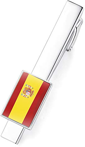 HONEY BEAR Bandera nacional Flag Clip Pasador de Corbata - Talla Normal para Hombre Necktie, Acero Inoxidable,Boda Negocio Regalo,5.4cm (Español de España Bandera)