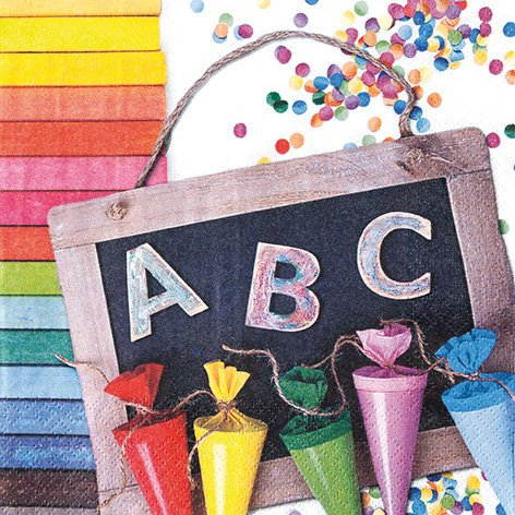 HomeF Serviette Servietten Schulanfang Einschulung ABC 33x33 cm 20 Stück 3-lagig von