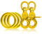 3 x O-Ring aus Stahl und 2 x Scheren-Karabiner Haken mit Dreh-Gelenk/Dreh-Kopf im Set, DIY Hunde-Leine/Hunde-Halsband, nichtrostend, Ideal mit Paracord 550, Farbe: Gelb