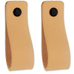 Brute Strength - Ledergriffe für Möbel - Natur - 2 Stück - 16,5 x 2,5 cm - Schrankgriff, Türgriff für Küche, Bad, Schränke, Kommode, Holz