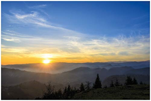 Wallario Poster - Sonnenaufgang über dem Schwarzwald in Premiumqualität, Größe: 100 x 150 cm XXL-Poster