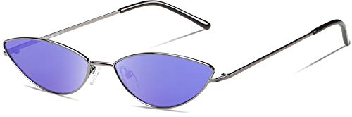 DUCO Trendy Cool Stylish Vintage Cateye Polarisierte Sonnenbrille für Frauen UV400 Schutz W019 (Grau Blau)