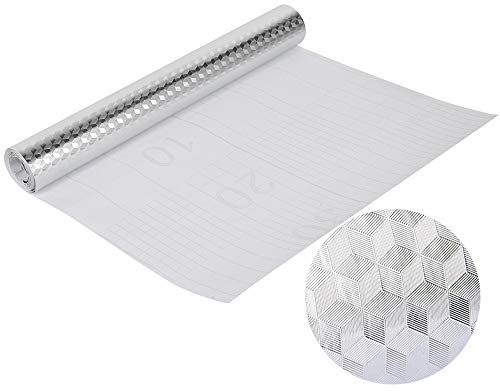 Gurxi Adesivo da Parete Autoadesivo Resistente al Calore in Alluminio Diy Carta da Parati in Alluminio per Piastrelle Impermeabile per Cucine Armadio Tavoli Mobili 1 Pezzo (Modello Esagonale Argento)