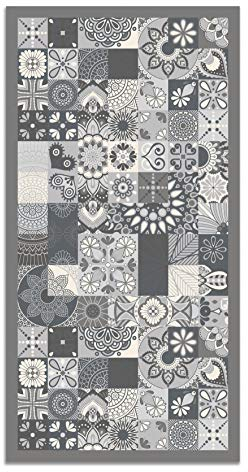 Panorama Tapis Vinyle - Modèle Carreaux Ciments Cuisine Gris 60x200 cm - Différentes Tailles - Deco Maison, Cuisine, Chambre et Exterieur