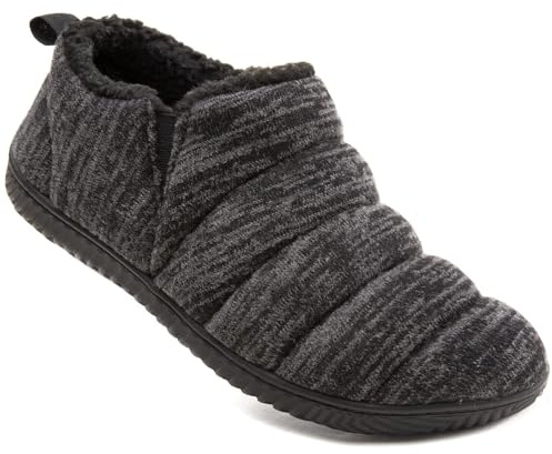 Zizor Men's Warm Winter Slippers, Indoor Outdoor House Shoes, Black 11 US
