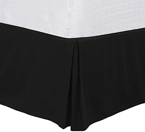 PiccoCasa Cache-sommier plissé taille complète, cadre de lit et housse de sommier tapissier – Cache-sommier sur mesure de 40,6 cm, infroissable, résistant à la décoloration, facile à installer, noir