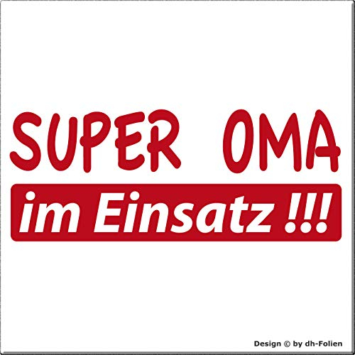 cartattoo4you® AK-00629 | SUPER OMA IM Einsatz | K-Serie | 20 x 8 cm | rot |glänzend|in 24 Farben erhältlich, Autoaufkleber Aufkleber Car Sticker Heckscheibe Spruch Opa Enkel