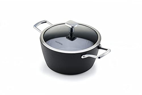 Moneta Armonia Casseruola 2 Manici 20 cm + Coperchio Bordo Inox per Ogni Tipo di Piano Cottura