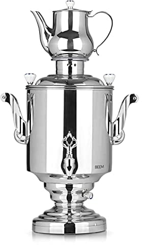 BEEM KATHARINA Samovar Théière turque, électrique, 15 l, en acier inoxydable, 3000 W, 2 l, avec passoire en acier inoxydable, 15 l, robinet