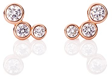 namana Climber Ohrringe aus Rosegold vergoldetem 925 Sterling Silber, Niedliche Ohr Climber für Frauen und Mädchen mit Cubic Zirkonia Steinen, Einfache Rosegold Ohrstecker für Damen, Ohrkletterer