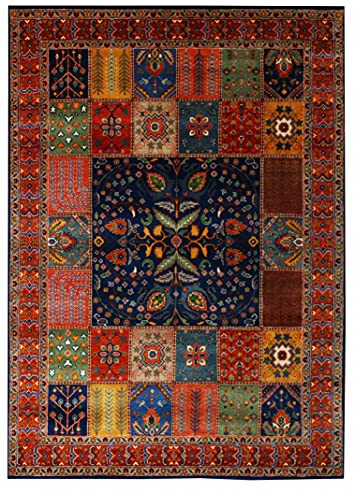 Ashlyn Multi Gabbeh Muster 170 x 240 cm Traditionelles handgeknüpftes modernes Design Teppich & Teppich