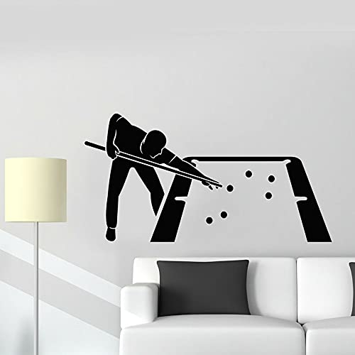 NSRJDSYT Vinyl Wandtattoo Billard Hobby Sport Freizeit Queue Player Fensteraufkleber Billard Zimmer Innendekoration Abnehmbar 56x106cm