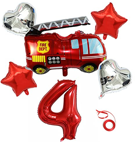 Feuerwehrauto Ballons Auto Kindergeburtstag Folienballon Feuerwehr Folienballons mit Feuerwehr/firetruck Car Feuerwehrauto Thema Deko Feuerwehrauto Geformte Folienballons für Party Geburtstag Schule