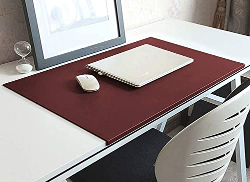 Schreibtischunterlage aus Faux Leder,mit Kantenschutz,Schreibunterlage Groß Mauspad Tischunterlage für Büro und Zuhause,Wasserdichte und Rutschfeste,Dick 2mm,WeinRot,120X50cm