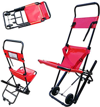 Bueuwe Treppensteiger Rollstuhl Faltbar Leicht Reiserollstuhl, Transportrollstühle mit Spur, Keilrahmen zu Rollstuhl mit 4 Rollen, Aluminiumlegierung