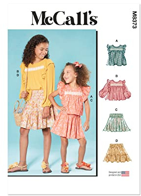 MCCALLS M8373CHJ Children's and Girls' Top and Skirt CHJ(7-8-10-12-14)