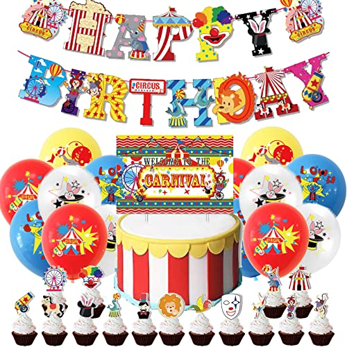 Geburtstagsdeko Zirkus Luftballons Zirkus Kuchen Topper Zirkus Geburtstag Banner Zirkus Tiere Luftballons Deko Carnival Zirkus Party Deko Clown Kindergeburtstag Deko Zirkus Geburtstag Luftballons