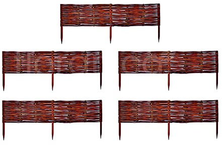 Floranica 5 Stück Beetbegrenzung aus Weide 40 cm x 100 cm Rasenkante aus Weidengeflecht Beeteinfassung Rasenkante Beetzaun Weidenzaun Palisade Abtrennung von Blumenbeetwegen Gartenbeeten