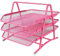 Belle Vous Range Document Metal en Maille Rose à 3 Niveaux - Banette de Rangement Bureau A4 - Rangement Documents Bureau pour Documents/Papiers pour la Maison, École, Bureau