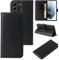 LBH Handy Hülle für Samsung Galaxy S21 5G Case Handytasche Schmetterling Blumen Flower Standfunktion Schutzhülle Magnet Rundum Schutz 360 Grad Flipcase Cover Schwarz